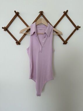 Abercrombie & Fitch Lilac Ribbed Polo Bodysuit
